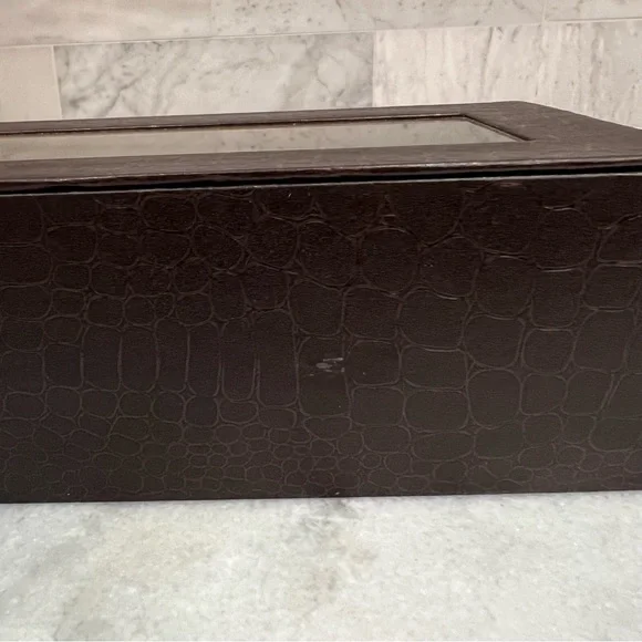 5 Slot Brown Crocodile Skin Pattern Leatherette Watch Box - Picture 8 of 9